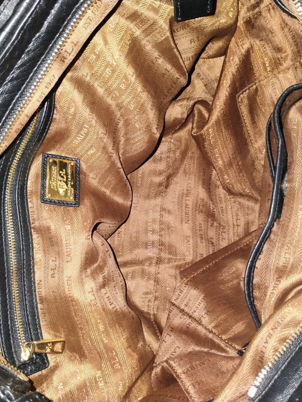 Lauren Ralph Lauren Black Croc Embossed Large Shoulder Tote Bag Gold Hardware